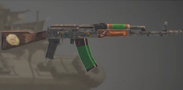 AK74 tribal pattern weapon skin preview in Squad Unlock All